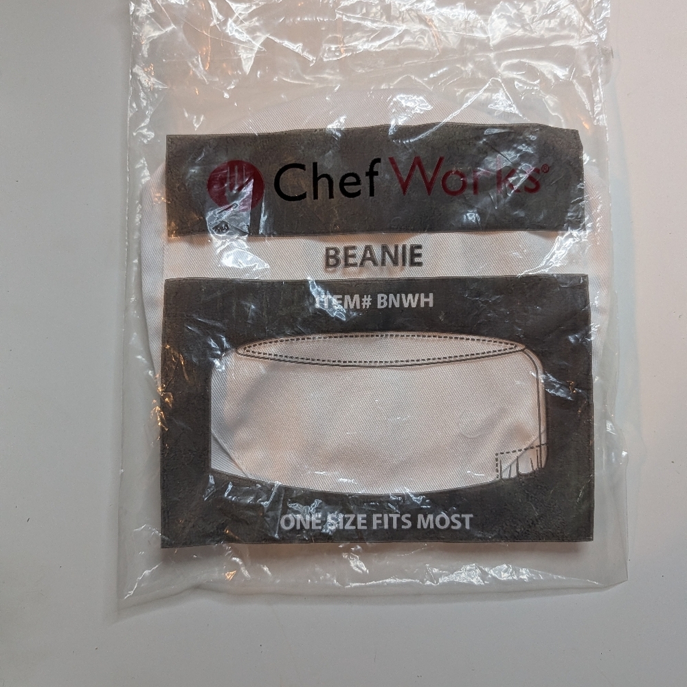Chef Works White Chef Beanie – One Size Fits Most – New in Package